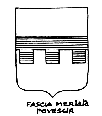 Image of the heraldic term: Fascia merlata rovescia